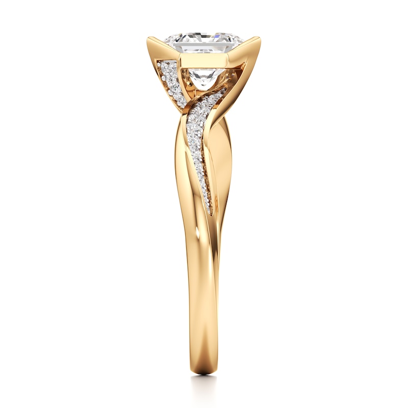 Main Image 3 of J'Lure Hexagon Brilliant-Cut Lab-Grown Diamond Bypass Engagement Ring 1-1/6 ct tw 18K Yellow Gold