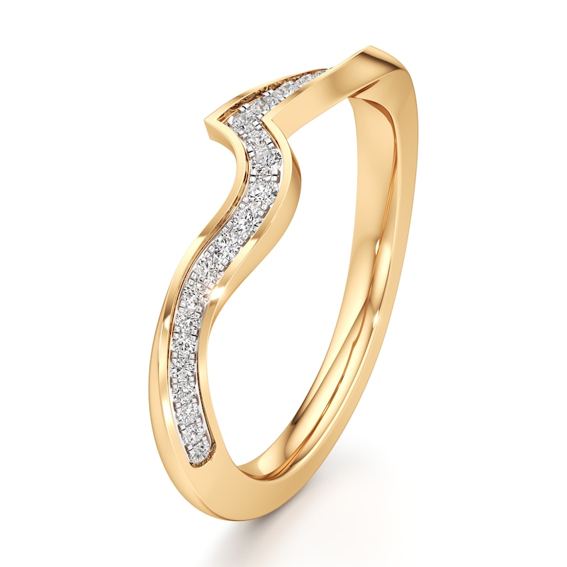 Main Image 4 of J'Lure Lab-Grown Diamond Contour Wedding Band 1/6 ct tw 18K Yellow Gold
