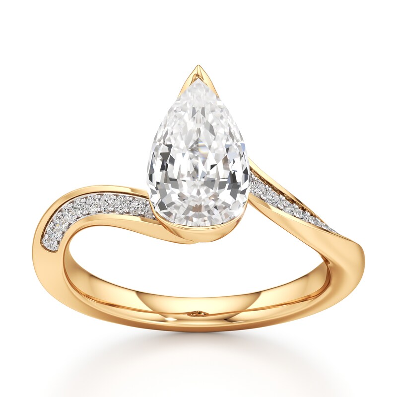 Main Image 1 of J'Lure Pear Step-Cut Lab-Grown Diamond Bypass Engagement Ring 2-1/6 ct tw 18K Yellow Gold