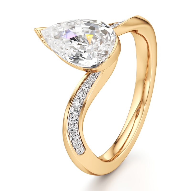 Main Image 4 of J'Lure Pear Step-Cut Lab-Grown Diamond Bypass Engagement Ring 2-1/6 ct tw 18K Yellow Gold