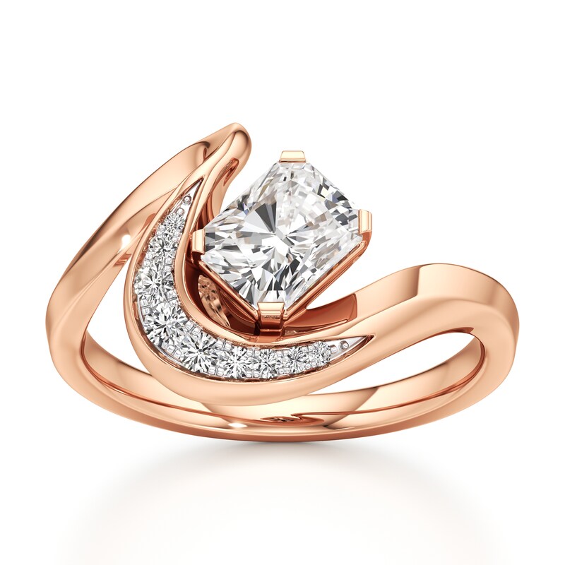 Main Image 1 of J'Lure Radiant Brilliant-Cut Lab-Created Diamond Engagement Ring 1 ct tw 18K Rose Gold