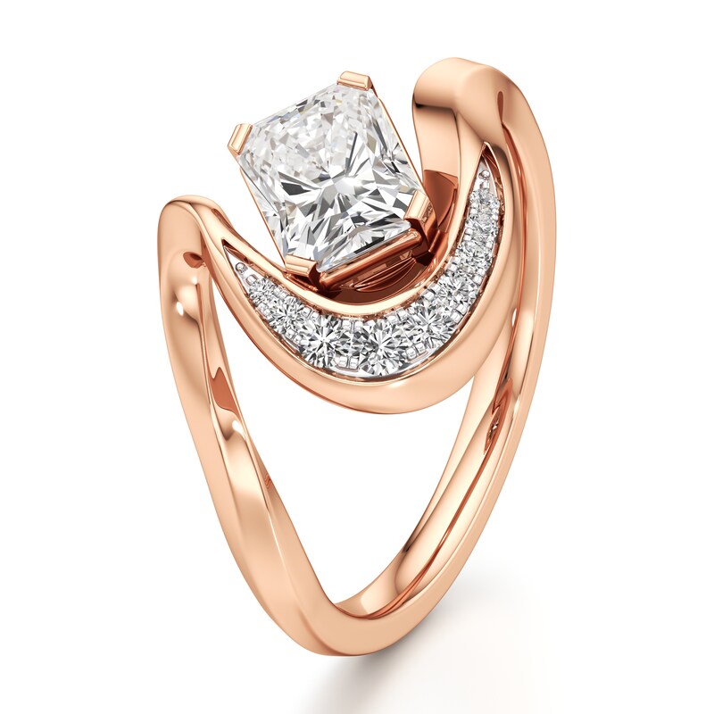 Main Image 4 of J'Lure Radiant Brilliant-Cut Lab-Created Diamond Engagement Ring 1 ct tw 18K Rose Gold