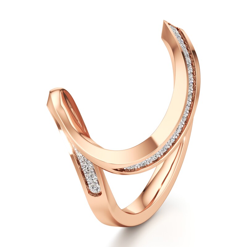 Main Image 4 of J'Lure Lab-Grown Diamond Contour Wedding Band 1/6 ct tw 18K Rose Gold