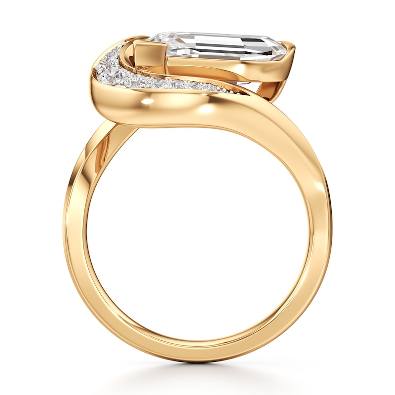 Main Image 2 of J'Lure Leaf Step-Cut Lab-Grown Diamond Engagement Ring 3 ct tw 18K Yellow Gold