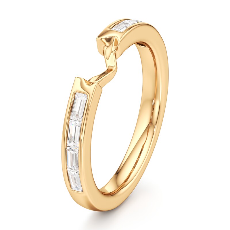 Main Image 4 of J'Lure Baguette-Cut Lab-Created Diamond Contour Wedding Band 1/3 ct tw 18K Yellow Gold