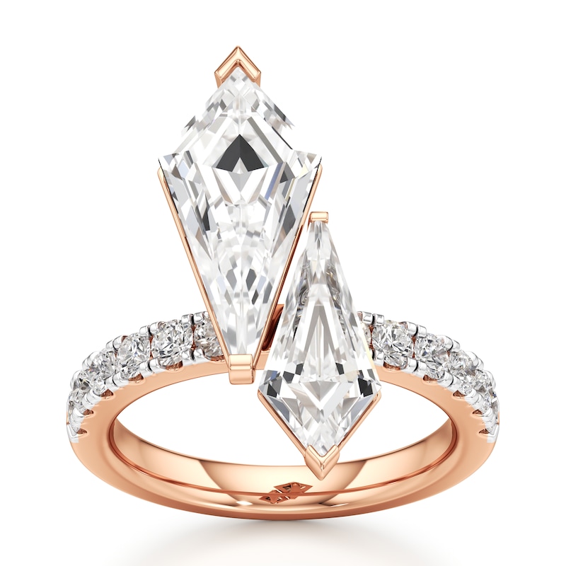 Main Image 1 of J'Lure Kite Step-Cut Two-Stone Lab-Grown Diamond Engagement Ring 4-3/4 ct tw 18K Rose Gold