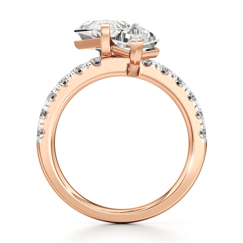 Main Image 2 of J'Lure Kite Step-Cut Two-Stone Lab-Grown Diamond Engagement Ring 4-3/4 ct tw 18K Rose Gold