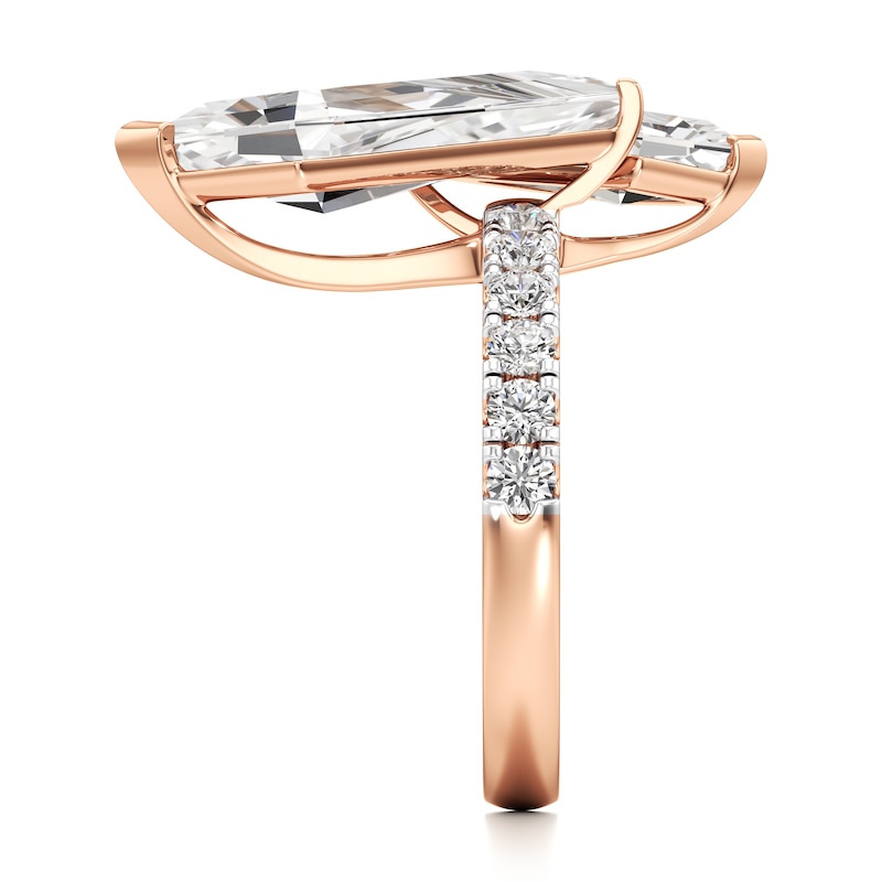 Main Image 3 of J'Lure Kite Step-Cut Two-Stone Lab-Grown Diamond Engagement Ring 4-3/4 ct tw 18K Rose Gold