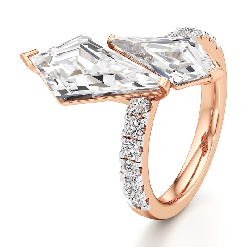 Main Image 4 of J'Lure Kite Step-Cut Two-Stone Lab-Grown Diamond Engagement Ring 4-3/4 ct tw 18K Rose Gold