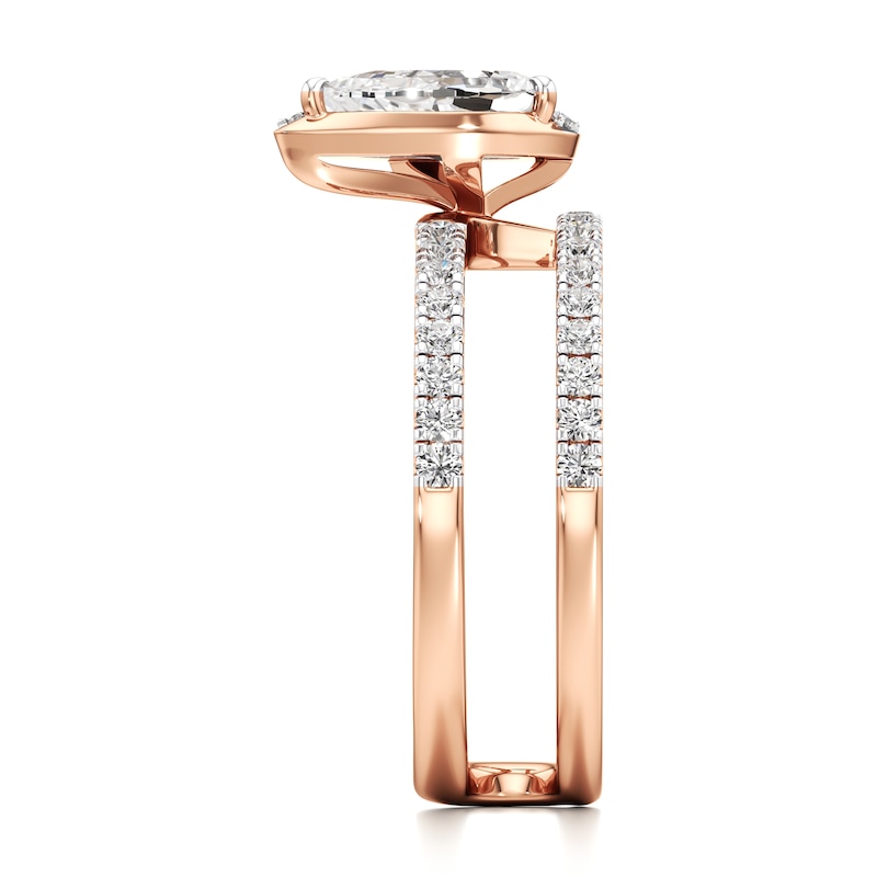 Main Image 3 of J'Lure Pear Step-Cut Lab-Grown Diamond Spiral Engagement Ring 1-3/8 ct tw 18K Rose Gold