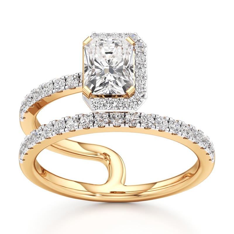 Main Image 1 of J'Lure Radiant Brilliant-Cut Lab-Grown Diamond Spiral Engagement Ring 1-3/8 ct tw 18K Yellow Gold