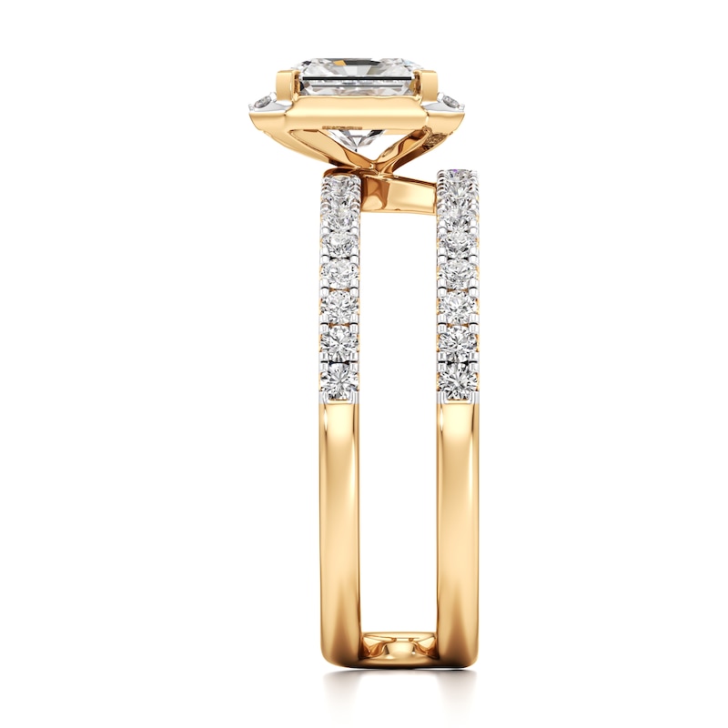 Main Image 3 of J'Lure Radiant Brilliant-Cut Lab-Grown Diamond Spiral Engagement Ring 1-3/8 ct tw 18K Yellow Gold