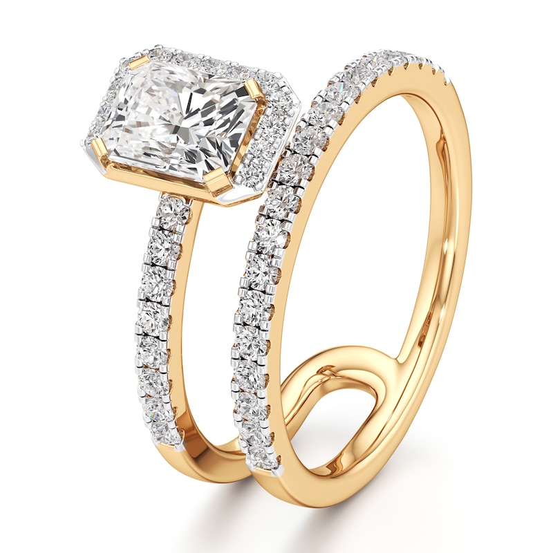 Main Image 4 of J'Lure Radiant Brilliant-Cut Lab-Grown Diamond Spiral Engagement Ring 1-3/8 ct tw 18K Yellow Gold