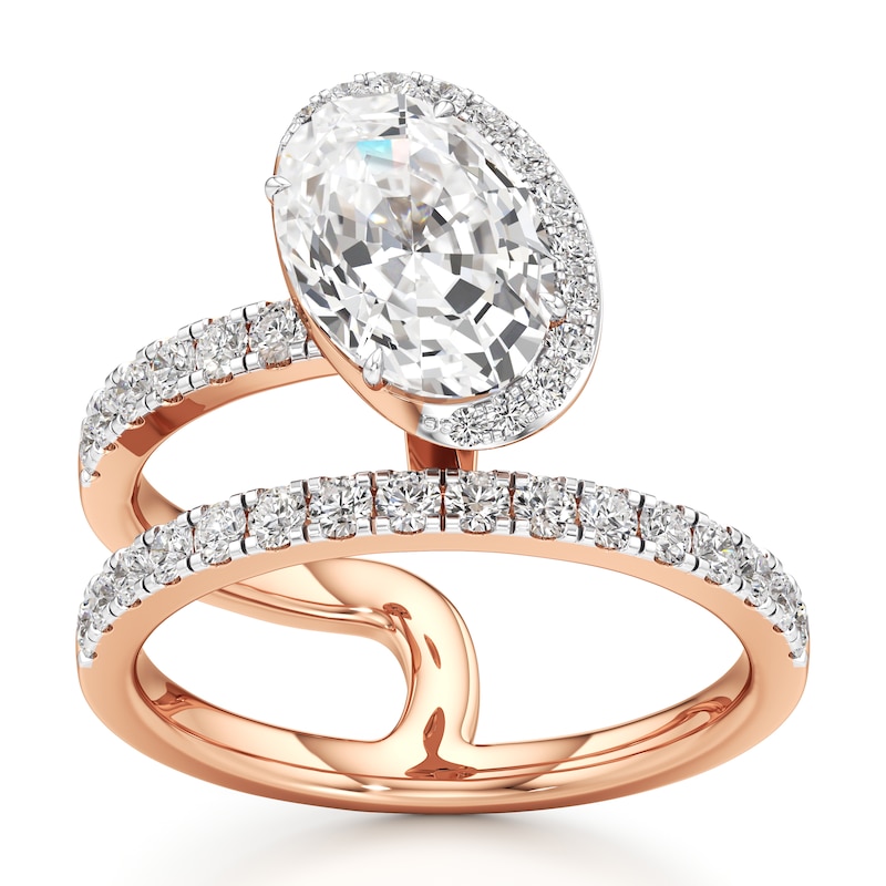 Main Image 1 of J'Lure Oval Step-Cut Lab-Grown Diamond Spiral Engagement Ring 2-5/8 ct tw 18K Rose Gold