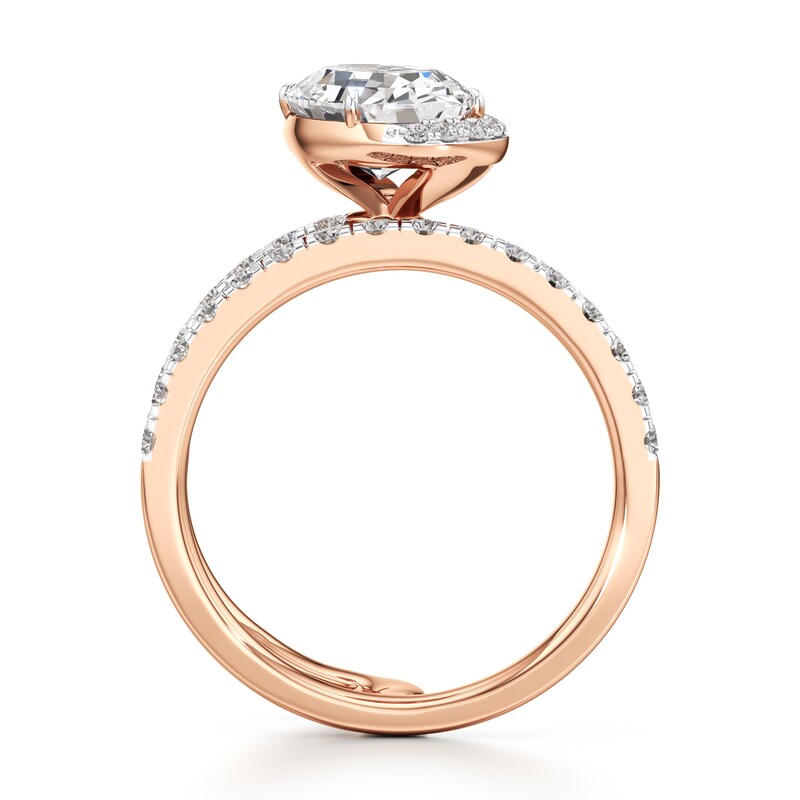 Main Image 2 of J'Lure Oval Step-Cut Lab-Grown Diamond Spiral Engagement Ring 2-5/8 ct tw 18K Rose Gold
