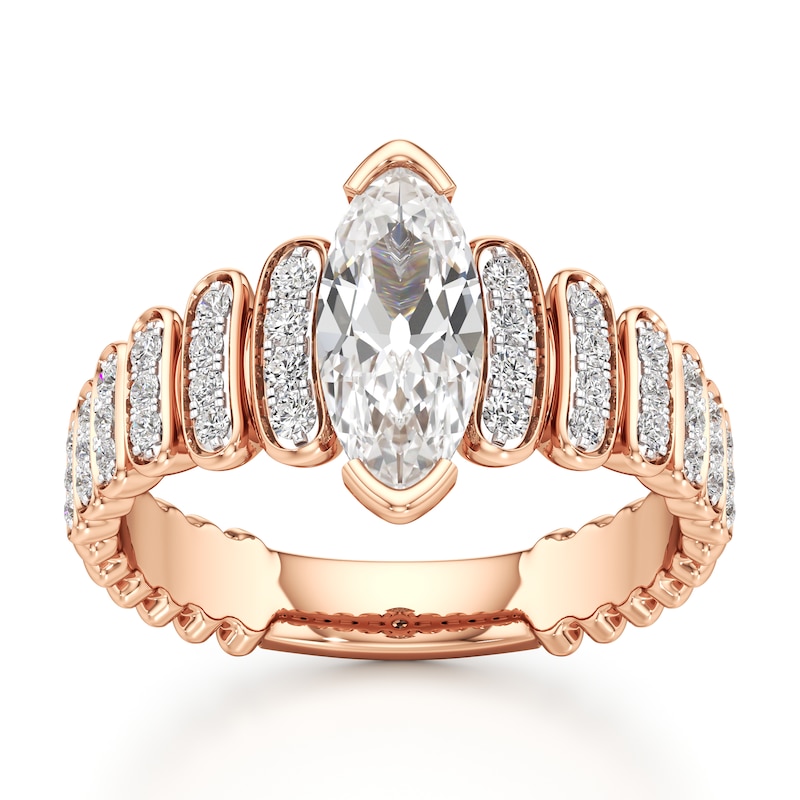 Main Image 1 of J'Lure Moval Old-Cut Lab-Grown Diamond Engagement Ring 1-1/3 ct tw 18K Rose Gold