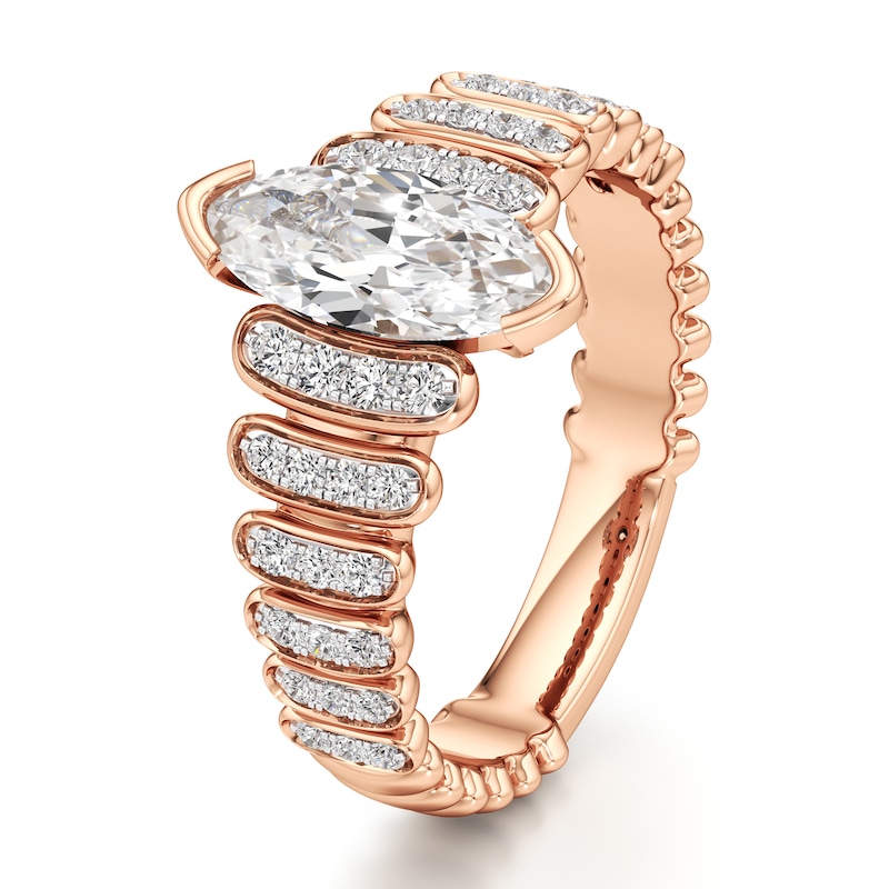 Main Image 4 of J'Lure Moval Old-Cut Lab-Grown Diamond Engagement Ring 1-1/3 ct tw 18K Rose Gold