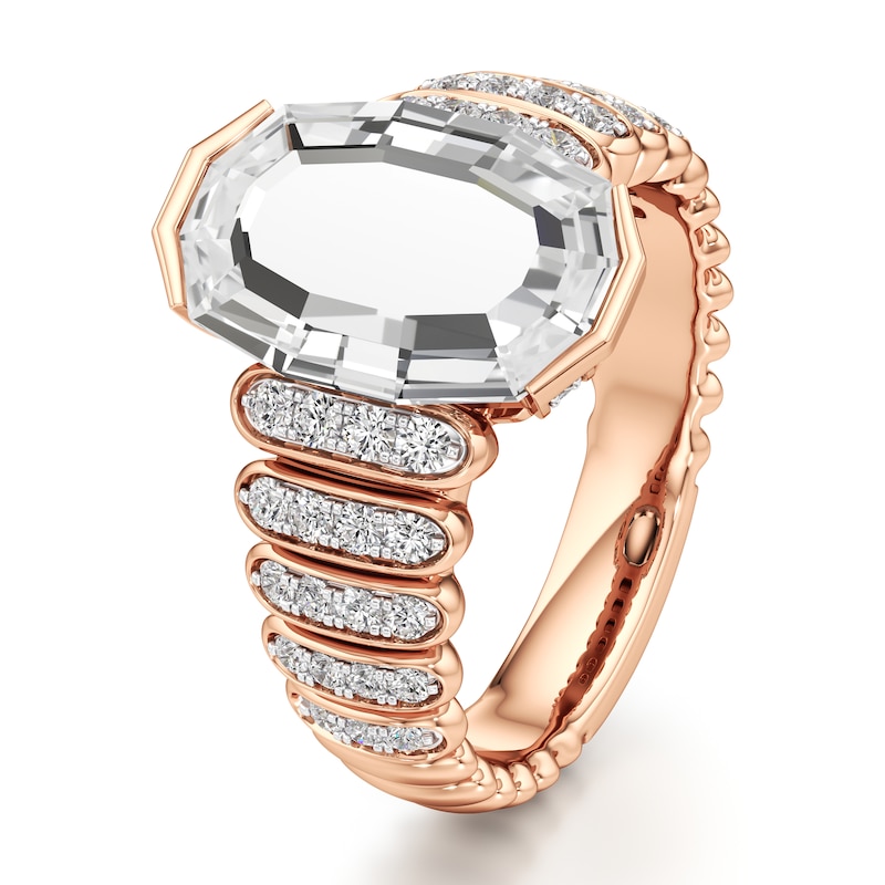 Main Image 4 of J'Lure Oval Portrait-Cut Lab-Grown Diamond Engagement Ring 3-3/8 ct tw 18K Rose Gold