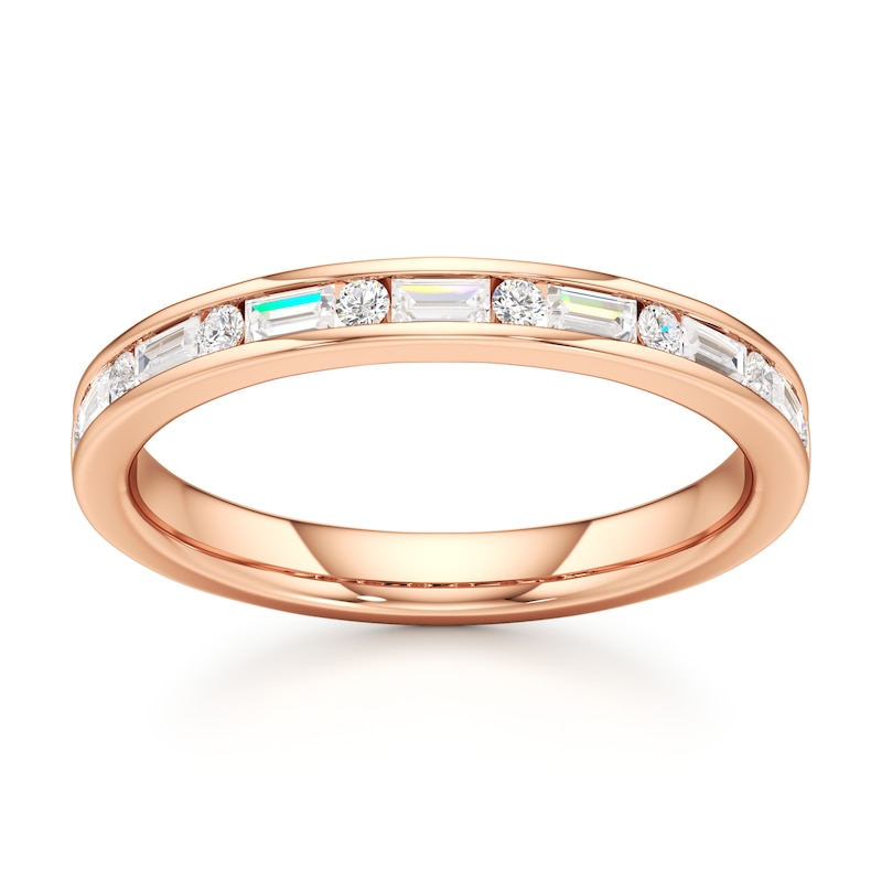 Main Image 1 of J'Lure Baguette & Round-Cut Lab-Grown Diamond Wedding Band 3/8 ct tw 18K Rose Gold
