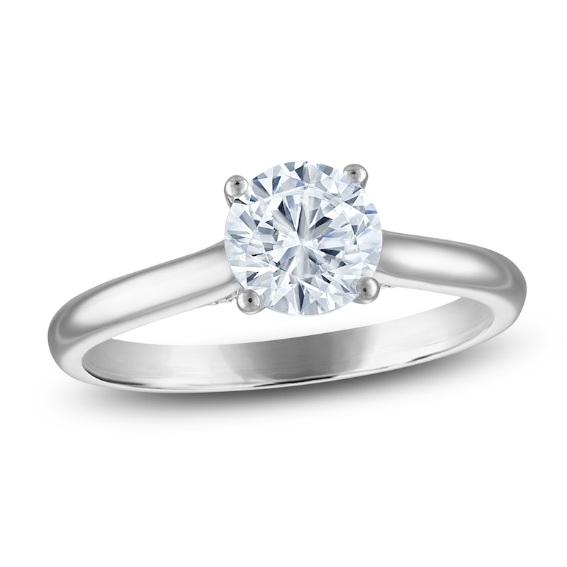 Main Image 1 of Round-Cut Lab-Grown Diamond Solitaire Plus Engagement Ring 1 ct tw 14K White Gold (VS2/F)