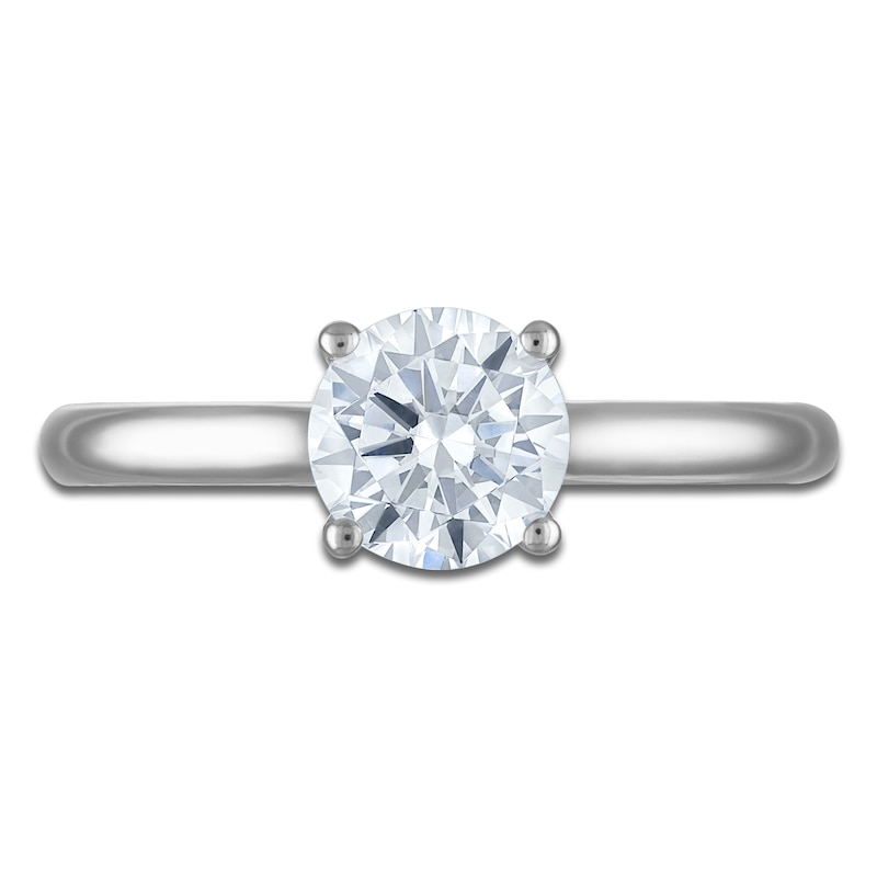Main Image 3 of Round-Cut Lab-Grown Diamond Solitaire Plus Engagement Ring 1 ct tw 14K White Gold (VS2/F)