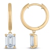 Thumbnail Image 1 of Emerald-Cut Lab-Grown Diamond Solitaire Dangle Hoop Earrings 2 ct tw 14K Yellow Gold (SI2/F)