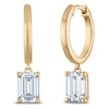 Thumbnail Image 2 of Emerald-Cut Lab-Grown Diamond Solitaire Dangle Hoop Earrings 2 ct tw 14K Yellow Gold (SI2/F)
