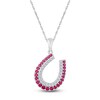 Thumbnail Image 1 of Lab-Created Ruby & White Lab-Created Sapphire Horseshoe Necklace Sterling Silver 18"