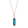 Thumbnail Image 1 of Le Vian Silhouette Hexagon-Cut Natural Blue Topaz Necklace 1/8 ct tw Diamonds 14K Strawberry Gold 19"