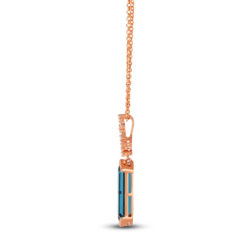 Main Image 2 of Le Vian Silhouette Hexagon-Cut Natural Blue Topaz Necklace 1/8 ct tw Diamonds 14K Strawberry Gold 19"