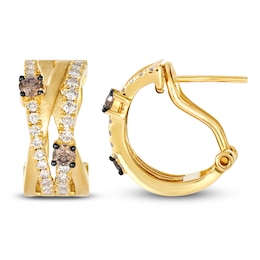 Le Vian Diamond Multi-Row Crisscross Hoop Earrings 1 ct tw 14K Honey Gold
