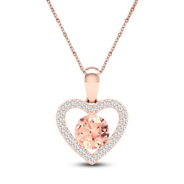 Natural Morganite Necklace 1/15 ct tw Diamonds 10K Rose Gold
