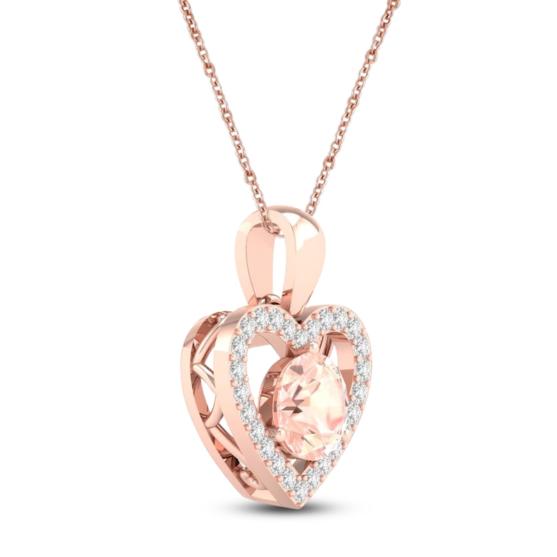 Main Image 2 of Natural Morganite Necklace 1/15 ct tw Diamonds 10K Rose Gold