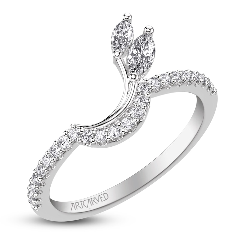 Main Image 2 of ArtCarved Marquise-Cut Diamond Contour Anniversary Ring 3/8 ct tw 14K White Gold