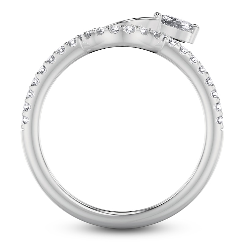 Main Image 3 of ArtCarved Marquise-Cut Diamond Contour Anniversary Ring 3/8 ct tw 14K White Gold