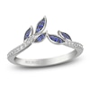 Thumbnail Image 1 of ArtCarved Diamond & Natural Blue Sapphire Leaf Ring 1/8 ct tw 14K White Gold