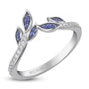 Thumbnail Image 2 of ArtCarved Diamond & Natural Blue Sapphire Leaf Ring 1/8 ct tw 14K White Gold