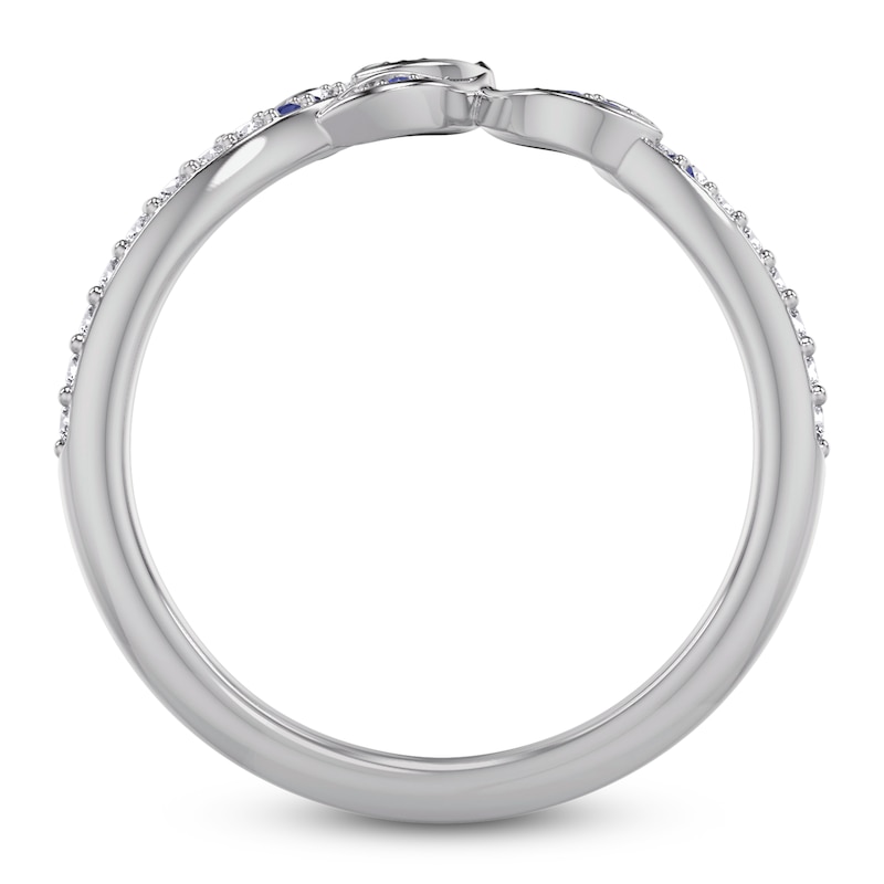Main Image 3 of ArtCarved Diamond & Natural Blue Sapphire Leaf Ring 1/8 ct tw 14K White Gold