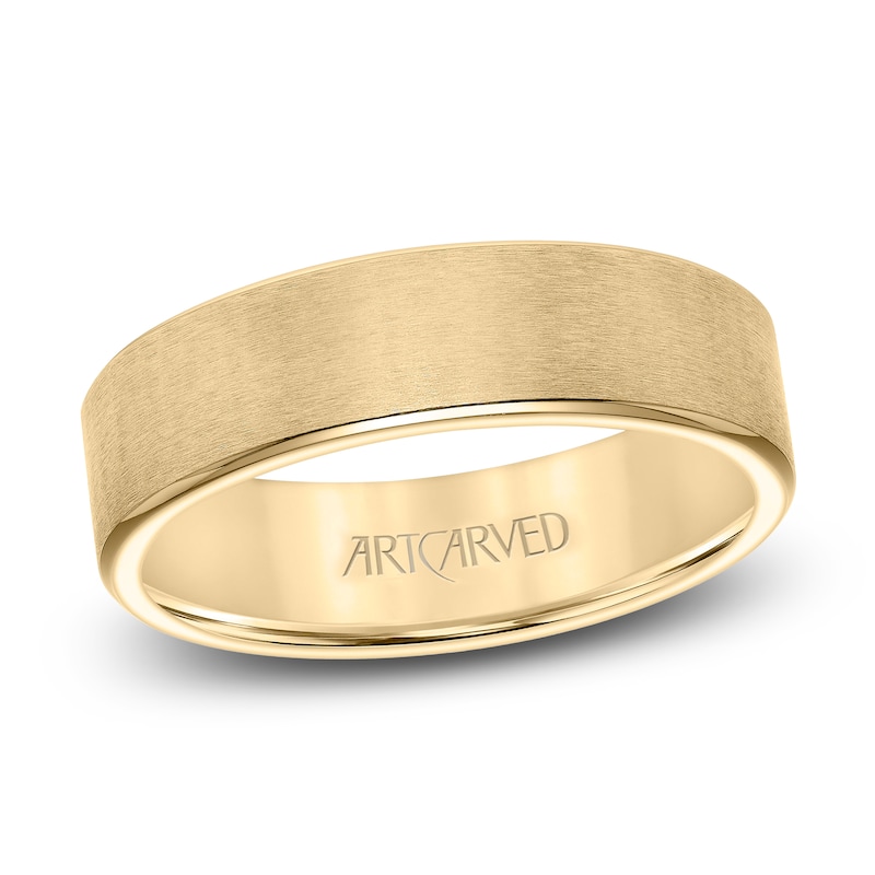 Main Image 1 of ArtCarved Men's Brushed Wedding Band 14K Yellow Gold 6mm