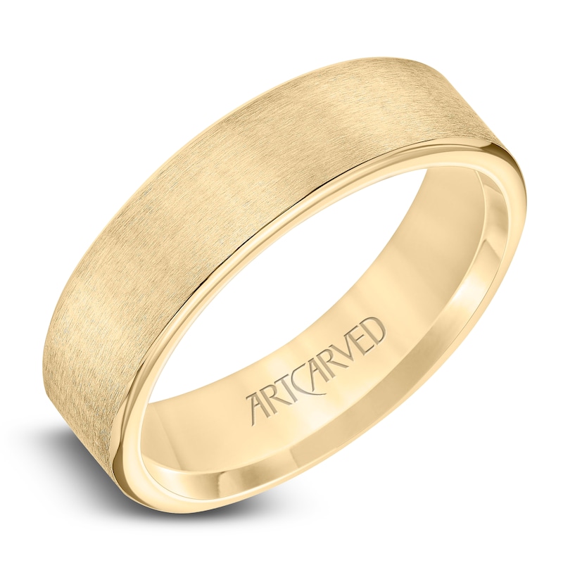 Main Image 2 of ArtCarved Men's Brushed Wedding Band 14K Yellow Gold 6mm