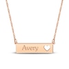 Thumbnail Image 1 of Engravable Name Bar Necklace with Heart Cutout 14K Rose Gold 18"