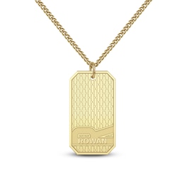 Men's Name & Initial Dog Tag Necklace 24K Yellow Gold-Plated Sterling Silver 22"