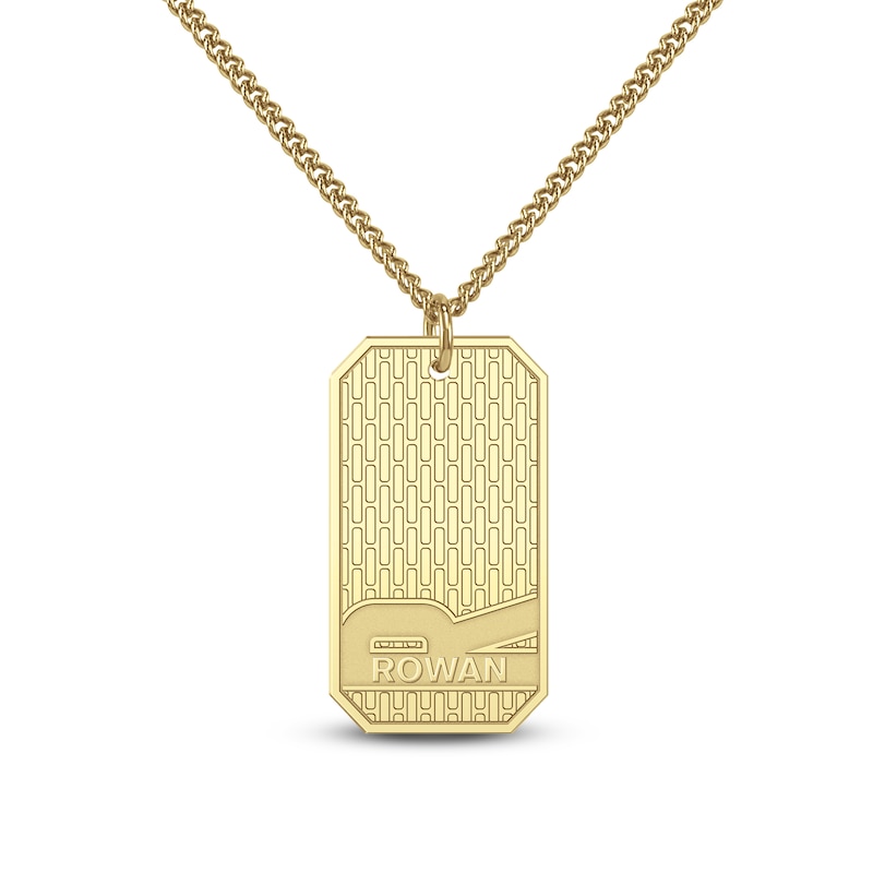 Main Image 1 of Men's Name & Initial Dog Tag Necklace 24K Yellow Gold-Plated Sterling Silver 22"