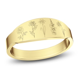 Birth Flowers Ring 24K Yellow Gold-Plated Sterling Silver