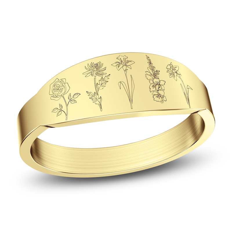 Main Image 1 of Birth Flowers Ring 24K Yellow Gold-Plated Sterling Silver