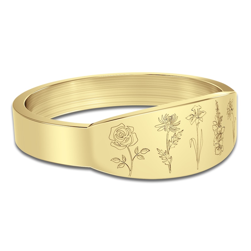 Main Image 3 of Birth Flowers Ring 24K Yellow Gold-Plated Sterling Silver