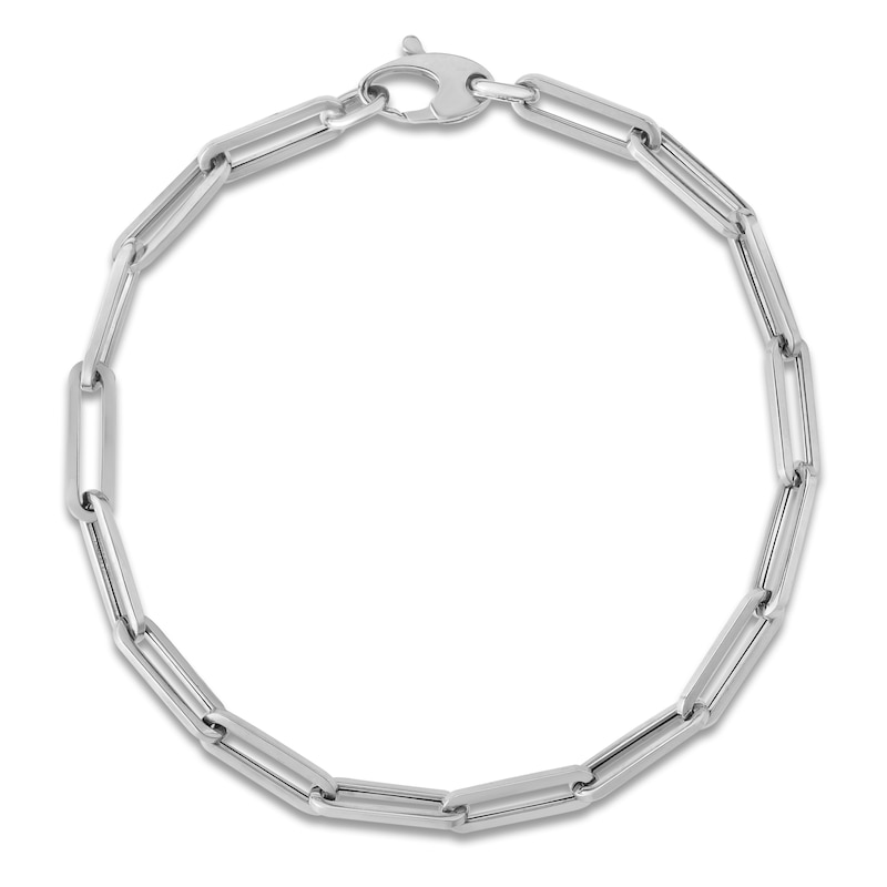 Main Image 1 of Paperclip Chain Bracelet 4.2mm 14K White Gold 7.5"