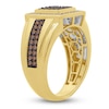 Thumbnail Image 2 of Men's Brown & White Multi-Diamond Ring 3/4 ct tw 10K Yellow Gold