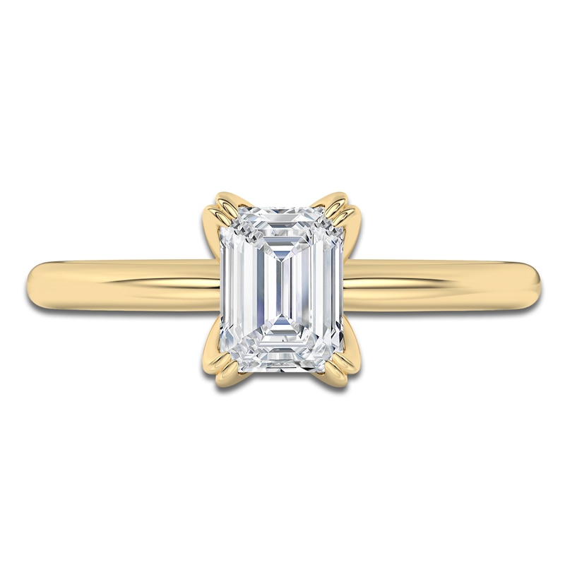 Main Image 3 of Emerald-Cut Diamond Solitaire Engagement Ring 1 ct tw 14K Yellow Gold (I2/I)