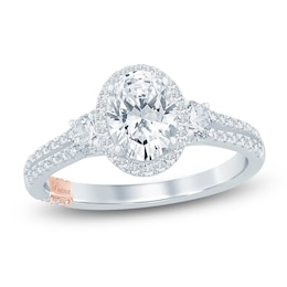 Pnina Tornai Oval-Cut Lab-Grown Diamond Halo Engagement Ring 1-1/2 ct tw 14K White Gold